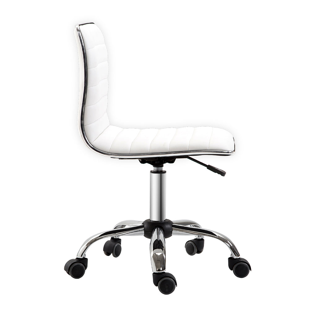 HOMCOM Friseurstuhl, Salonstuhl mit Rückenlehne, Höhenverstellbar, Stahl PU, Weiß, 48 x 52 x 78-90 cm