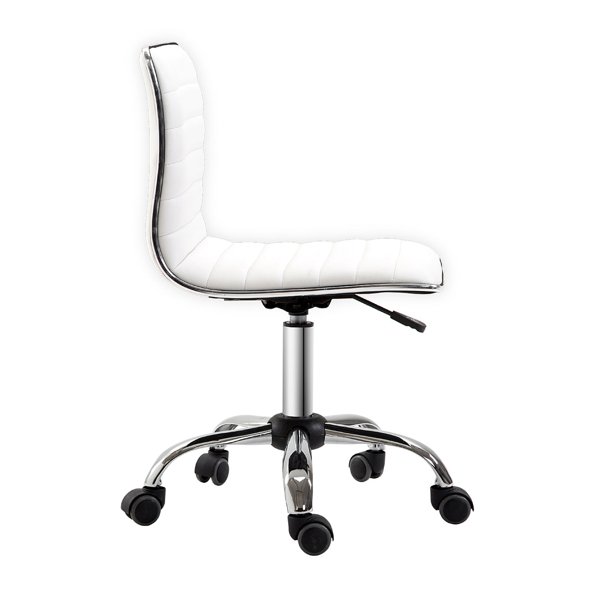 HOMCOM Friseurstuhl, Salonstuhl mit Rückenlehne, Höhenverstellbar, Stahl PU, Weiß, 48 x 52 x 78-90 cm