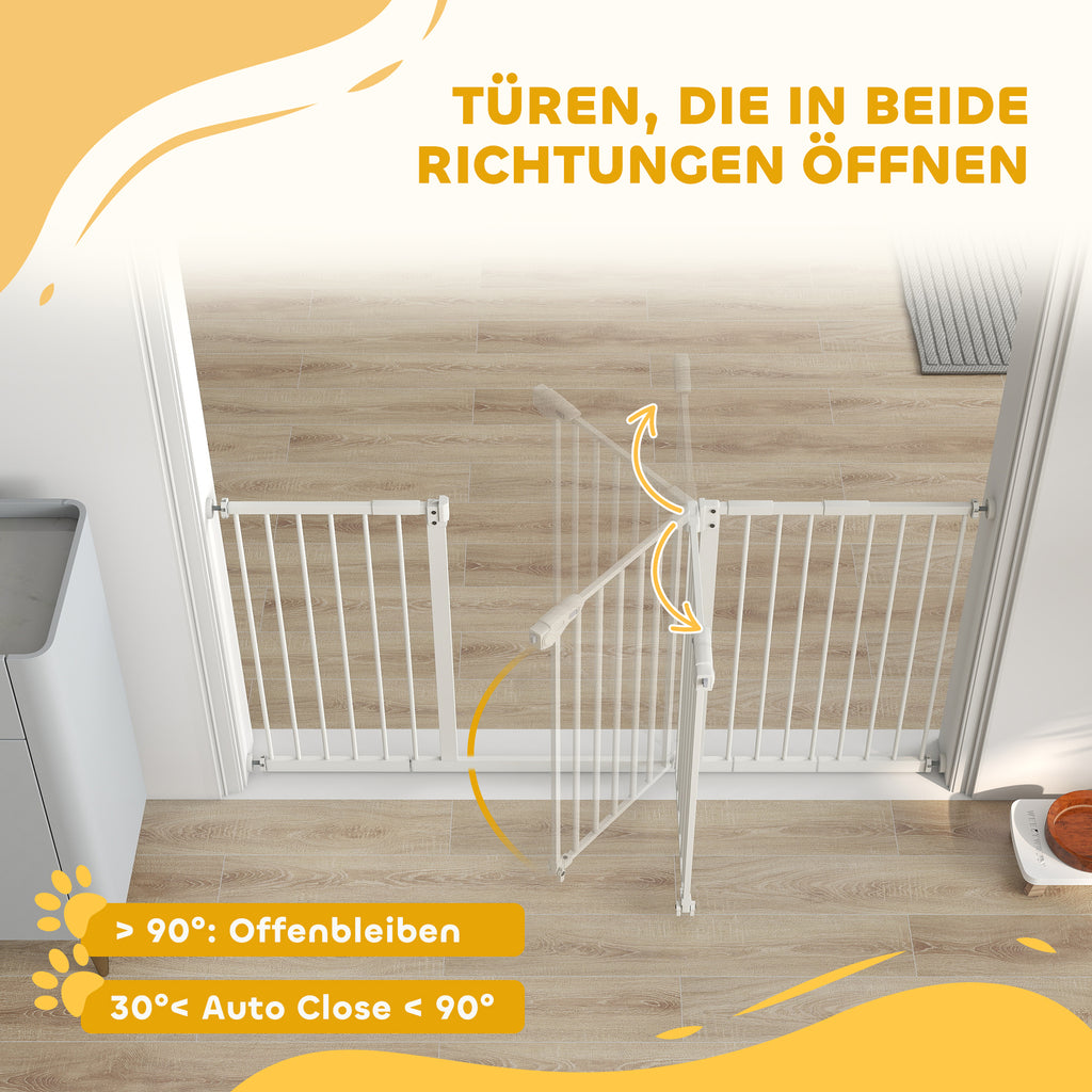 PawHut Hunde-Absperrgitter, erweiterbar, Klemmmontage, Metall, 136x76cm, Weiß