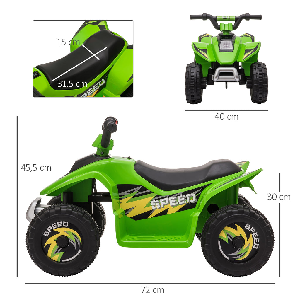 HOMCOM Quad elektrisch für Kinder 18-36 Monate Batterie 6V mit Vorwärts- und Rückwärtsgang 72 x 40 x 45,5 cm Grün