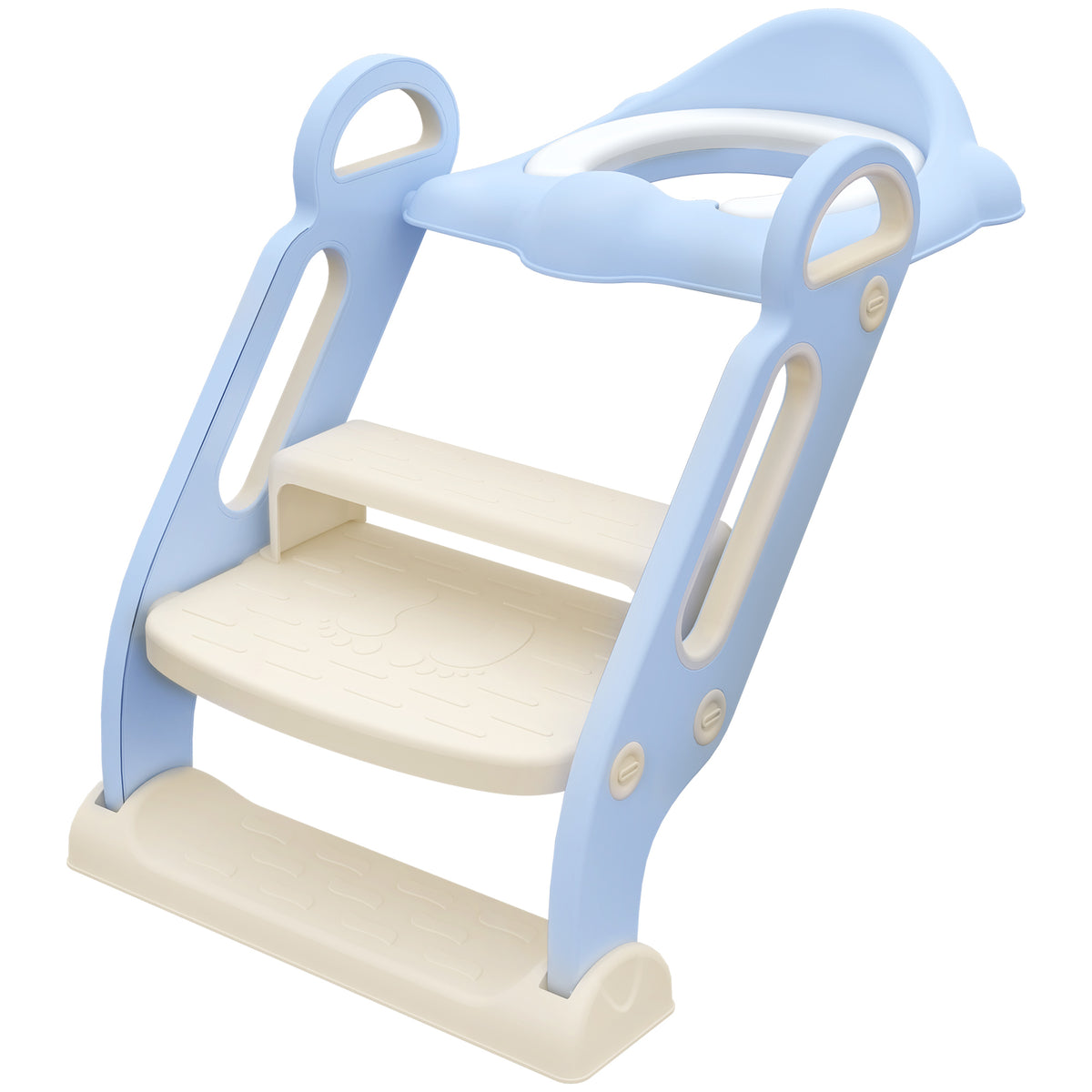 ZONEKIZ Toilettenaufsatz für Kinder, klappbar, mit Leiter, 2 Griffe, rutschfest, Spritzwasserschutz, blau