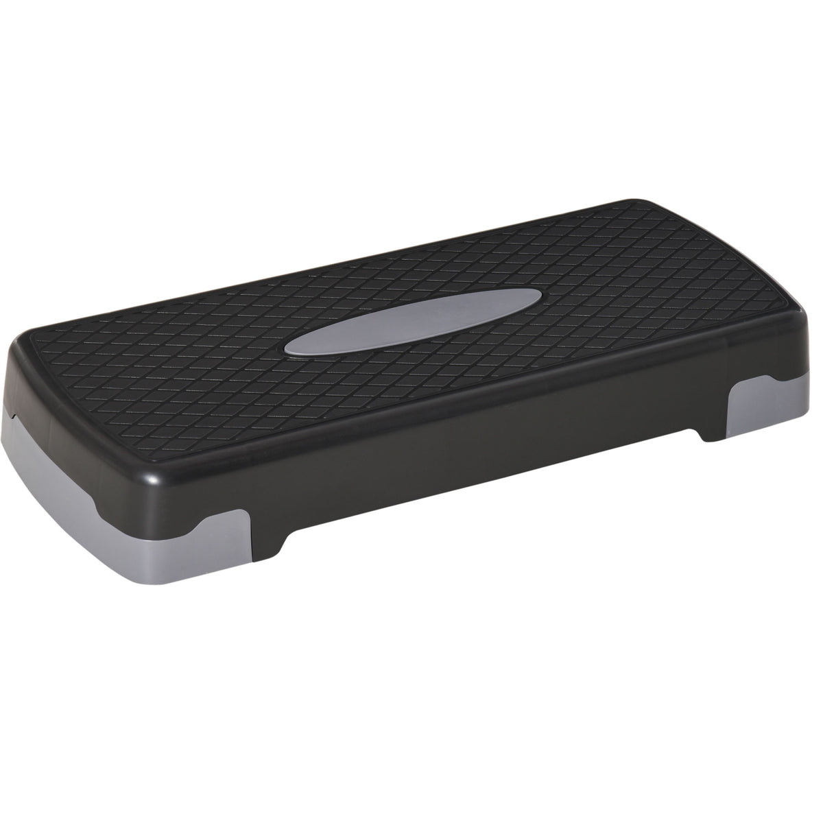 HOMCOM Steppbrett Aerobic Fitness Heimtrainer Stepper 2-stufig höhenverstellbar(10/15 cm) geeignet für den Heim und Bürogebrauch Schwarz+Grau 68 x 29 x 15 cm