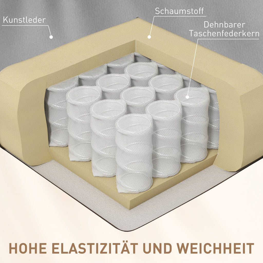 HOMCOM Massagesessel, 8 Vibrationspunkte, Becherhalter, Kunstleder, Hellgrau
