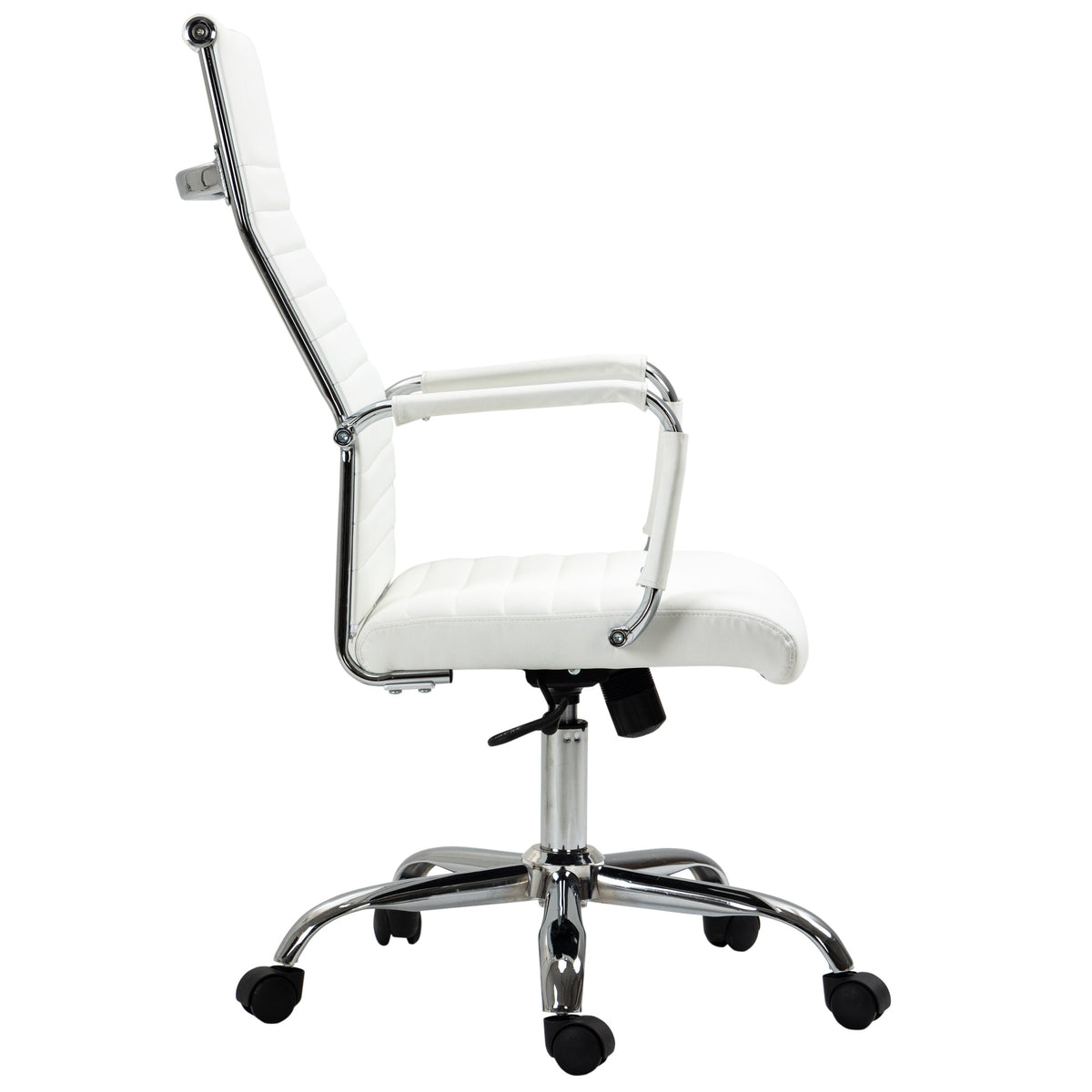 Vinsetto Bürostuhl ergonomischer Schreibtischstuhl mit Wippfunktion Chefsessel höhenverstellbarer Drehstuhl gepolstert Kunstleder Schaumstoff Weiß 54 x 62 x 104-114 cm