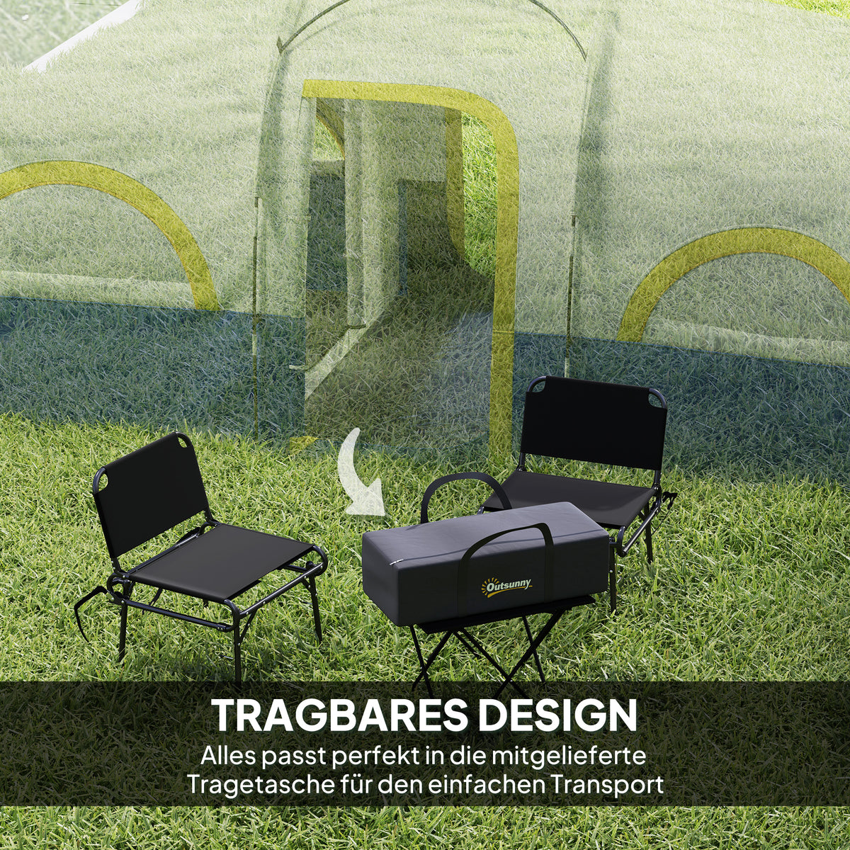 Outsunny Familien-Campingzelt, 2 Schlafzimmer, zentraler Raum, wasserdicht, Blau