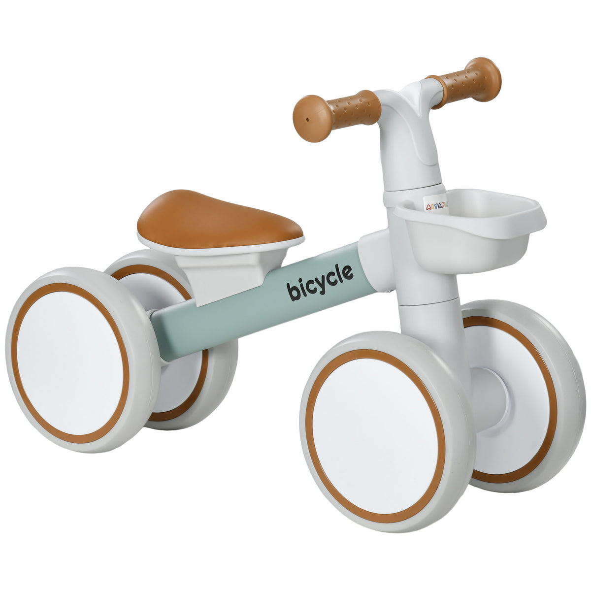 AIYAPLAY Laufrad, verstellbarer Sitz, Flüsterräder, für 1-3 Jahre, bis 20 kg, Grün/Weiß