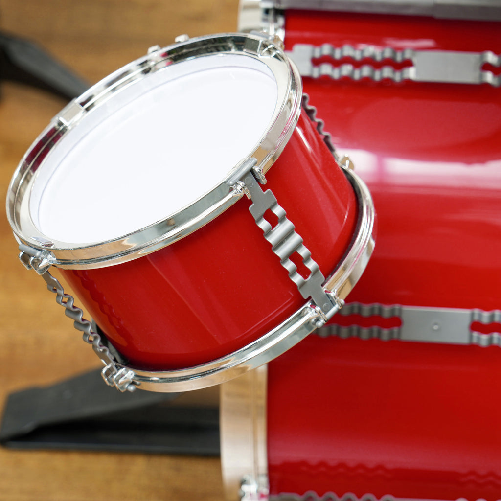 AIYAPLAY Set Batteria per Bambini da 5 Pezzi mit Grancassa mit Pedale, Trommeln, Becken und Hocker, Alter 3-6 Jahre, Rot