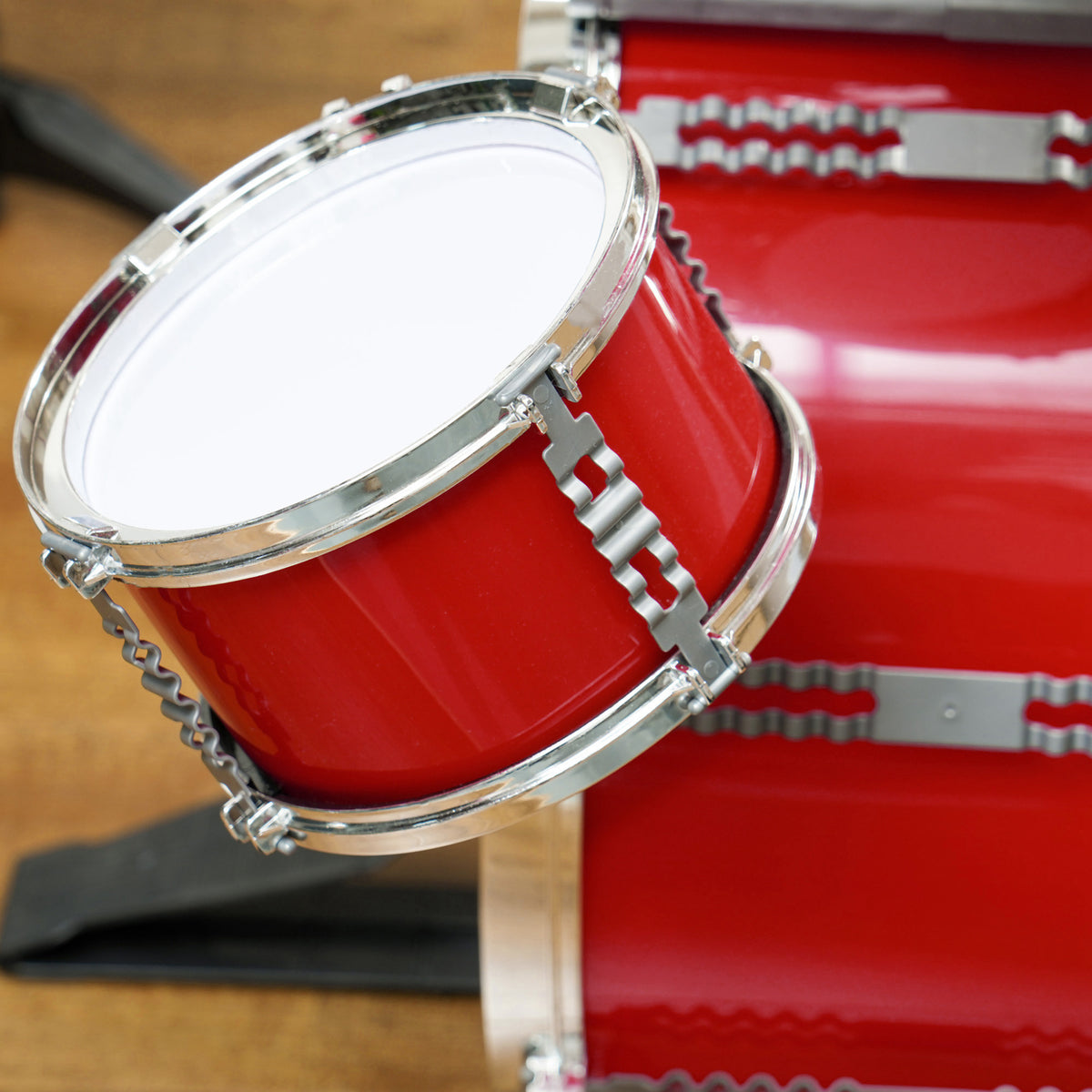 AIYAPLAY Set Batteria per Bambini da 5 Pezzi mit Grancassa mit Pedale, Trommeln, Becken und Hocker, Alter 3-6 Jahre, Rot