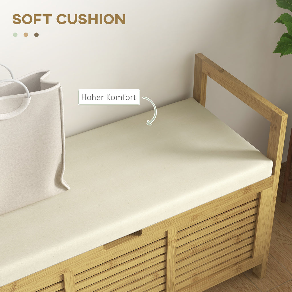 HOMCOM Schuhablage mit Stauraum, Schuhbank, weiche Sitzfläche, Bambus, 100x40x60 cm