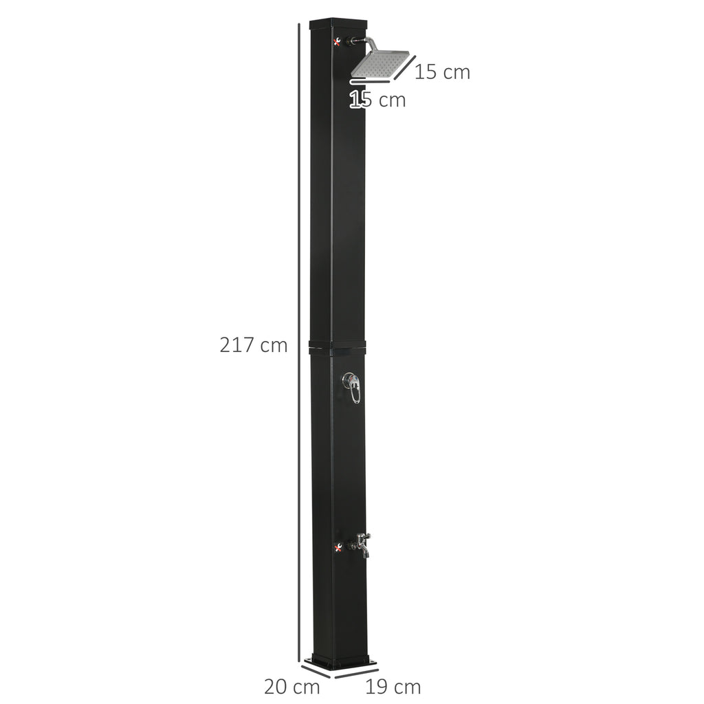 Outsunny Solardusche, um 360° drehbarer Duschkopf, Fußdusche, Wassererhitzung bis 60° C, schwarz, 19 x 20 x 217 cm