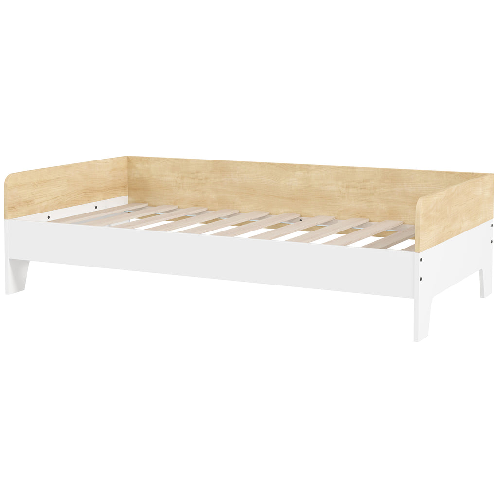 AIYAPLAY Kinderbett Bett mit Lattenrost mit hohen Seitenteilen niedriges Design aus Holz 143,5 x 74 x 40 cm Weiß