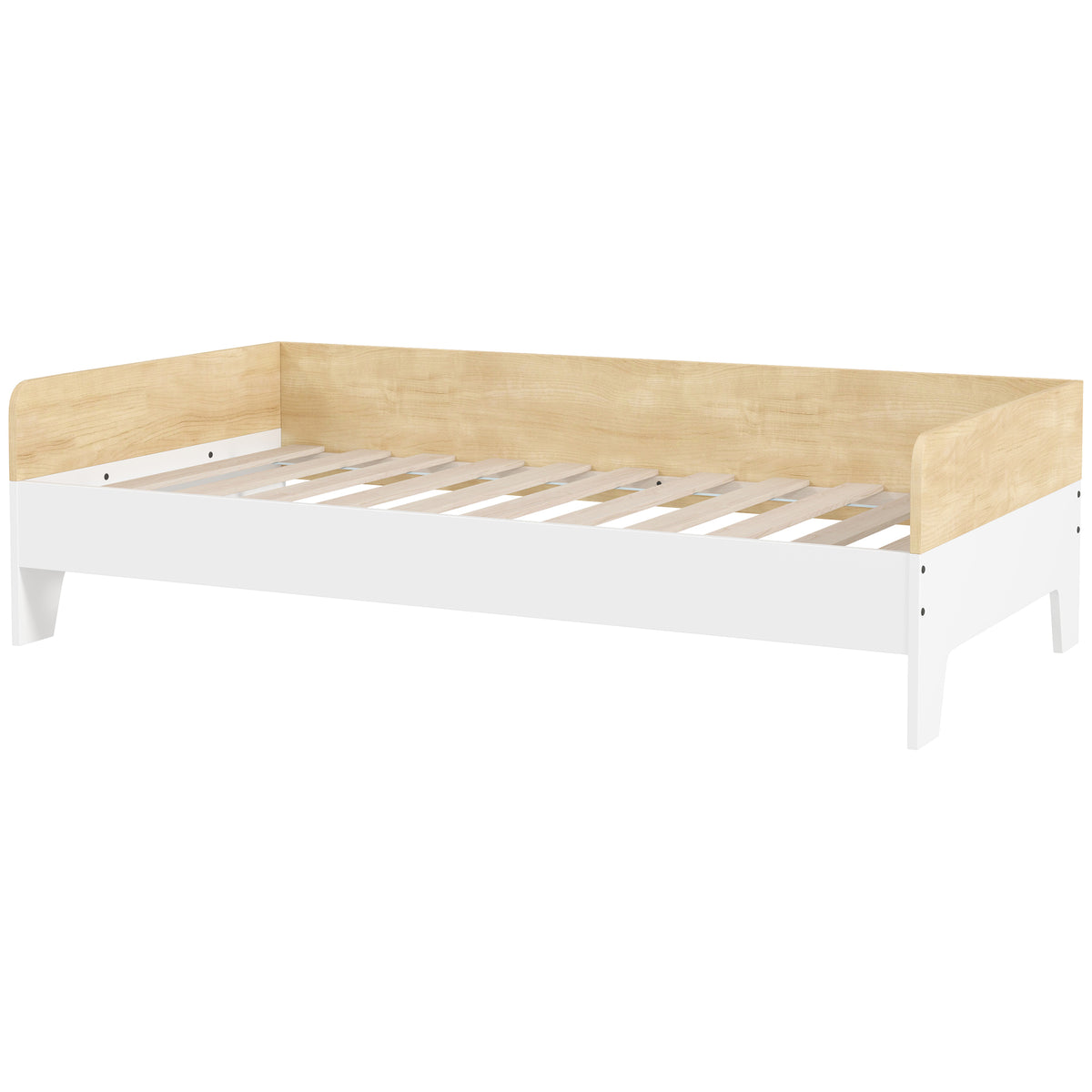 AIYAPLAY Kinderbett Bett mit Lattenrost mit hohen Seitenteilen niedriges Design aus Holz 143,5 x 74 x 40 cm Weiß