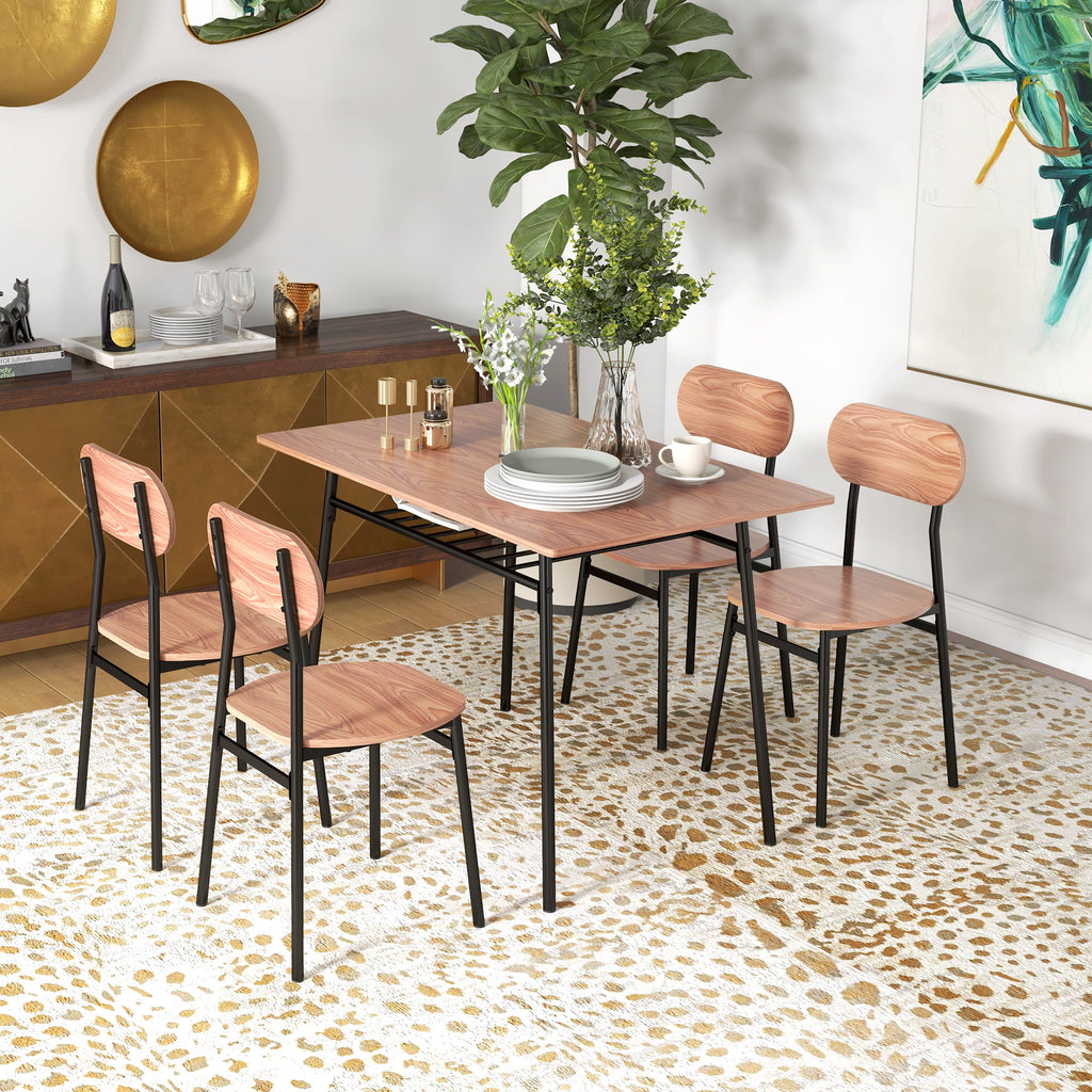 HOMCOM Essgruppe Tisch mit Stühlen Esszimmertisch, Industriedesign, 110 cm x 70 cm x 75 cm, Braun