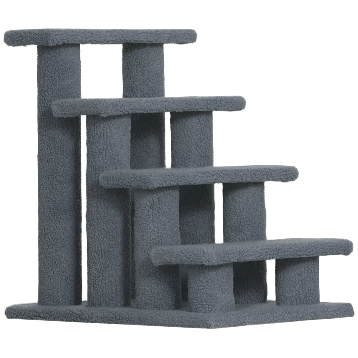 PawHut Tiertreppe Katzentreppe Hundetreppe Treppe für Katze und Hunde 4 Stufen Grau 63,5x43x60cm