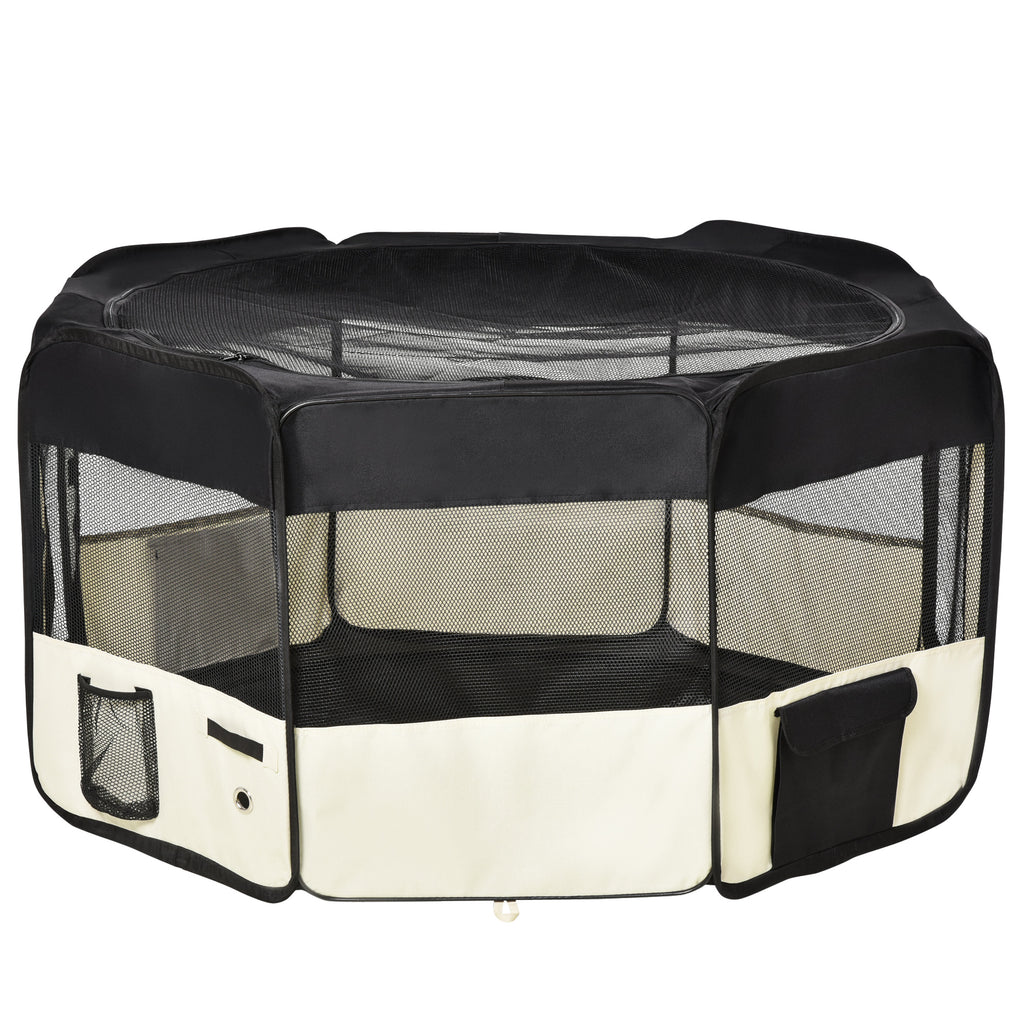 PawHut Welpenauslauf Freilaufgehege Tierlaufstall Laufstall Welpenzaun Welpen-Laufstall Hundelaufstall 600D Oxford Ø120 x H58 cm
