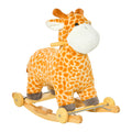 HOMCOM 2-IN-1 Schaukeltier Giraffen mit Sound Effekt, Räder , Haltegriffen Plüsch Baby Schaukelspielzeug Schaukel Schaukelsitz für Kleinkinder 3-6 Jahre
