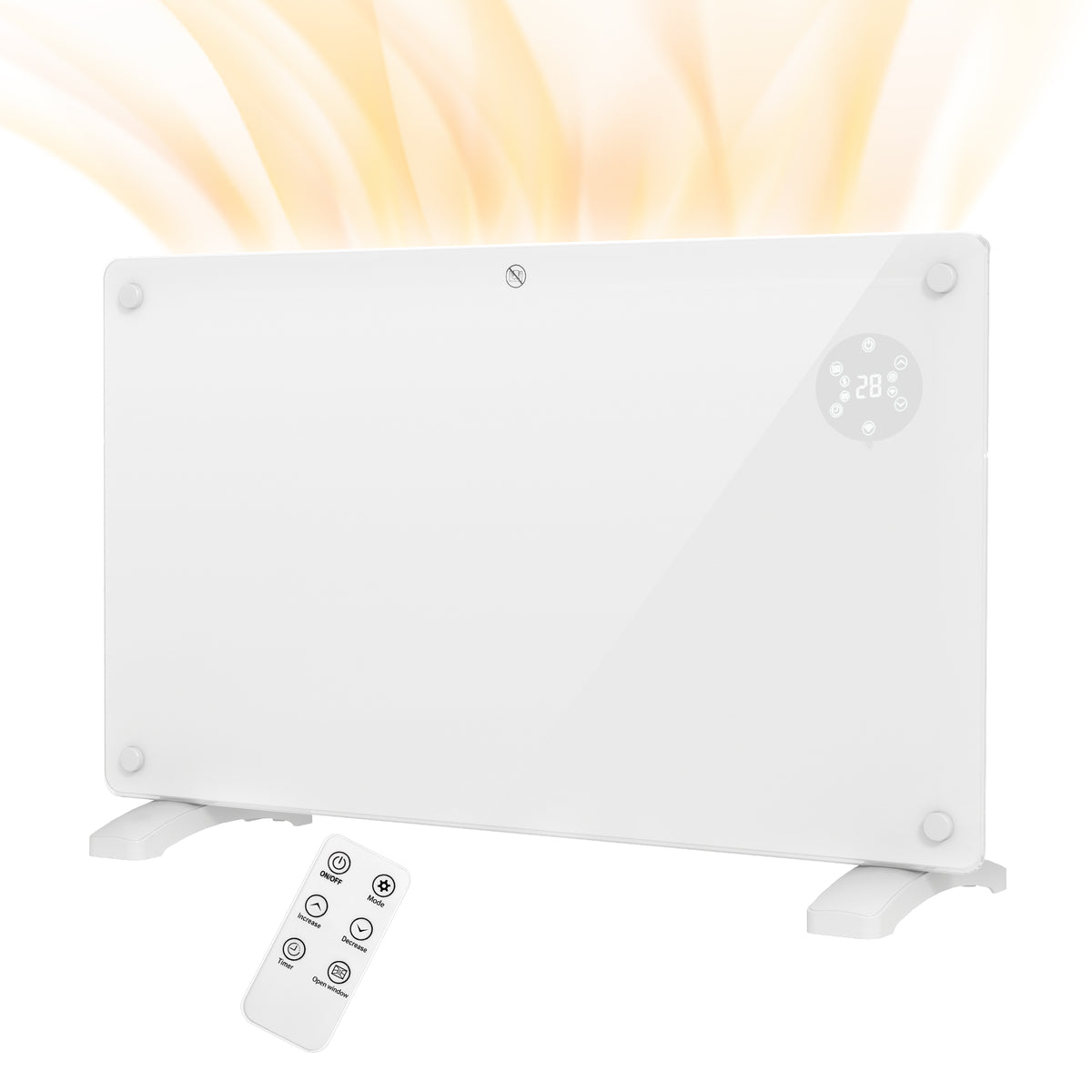 HOMCOM Elektrischer Heizkörper Boden- oder Wandmontage 1500W LED-Display, 24-Stunden- oder wöchentlicher Timer, Thermostat, Fernbedienung