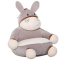 HOMCOM Esel Kinderstuhl 60L x 55B x 60H cm mit weicher Baumwollpolsterung und Veloursbezug Grau Creme