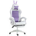 Vinsetto Gaming Stuhl Ergonomischer Gamer Stuhl mit Lendenwirbelstütze, Fußstütze Hasenohren Kopfkissen Violett