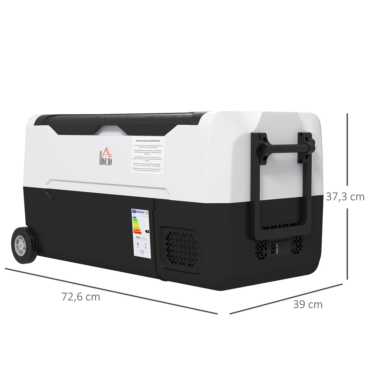 HOMCOM Tragbare elektrische Auto-Kühlbox mit 2 Fächern - 30,5 L Kapazität, LED-Licht, bis zu -20°C