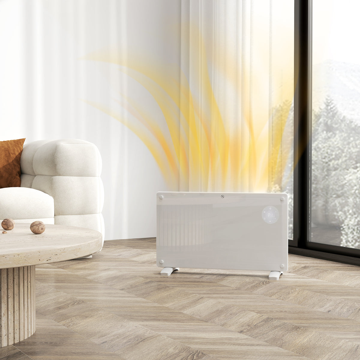 HOMCOM Elektrischer Heizkörper Boden- oder Wandmontage 1500W LED-Display, 24-Stunden- oder wöchentlicher Timer, Thermostat, Fernbedienung