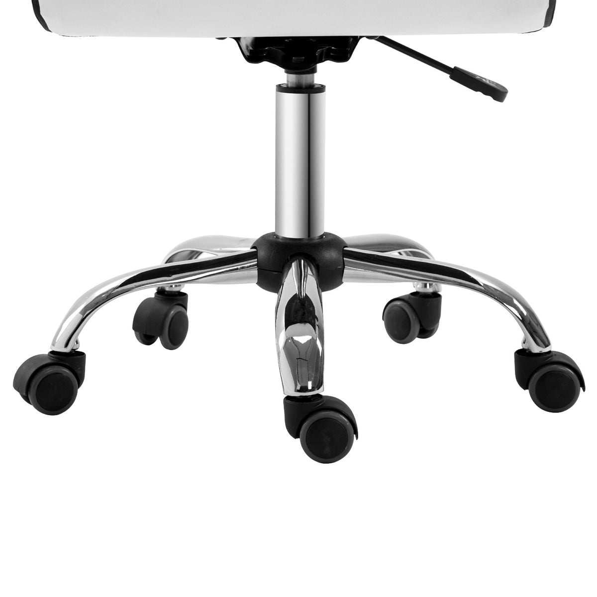 HOMCOM Friseurstuhl, Salonstuhl mit Rückenlehne, Höhenverstellbar, Stahl PU, Weiß, 48 x 52 x 78-90 cm