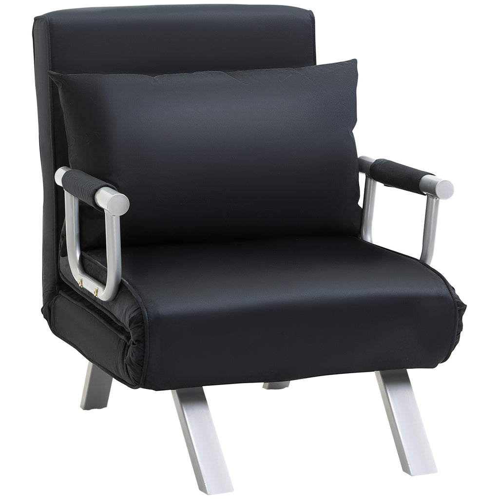 HOMCOM 3-in-1 Schlafsofa, Gästebett, Sessel inklusive Kissen, Schwarz
