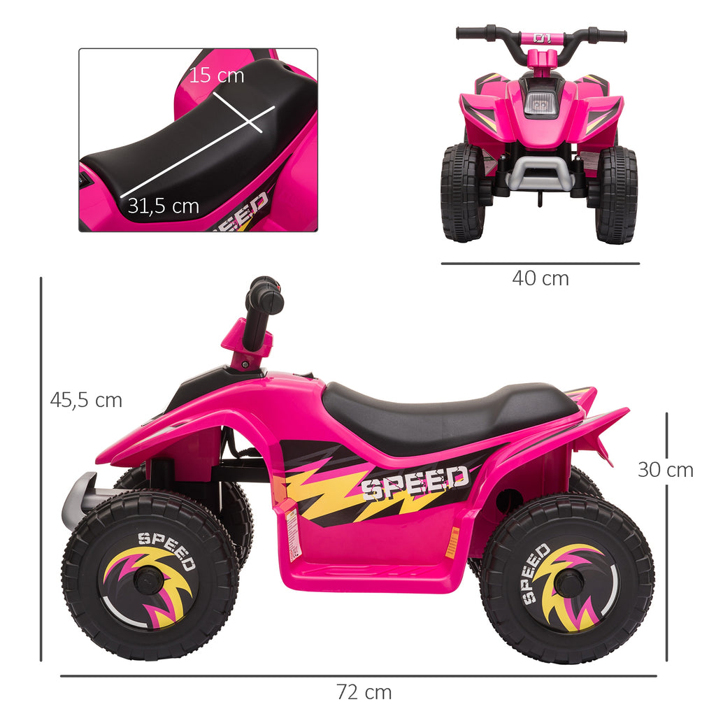 HOMCOM Elektrisches Quad für Kinder 18-36 Monate batteriebetrieben 6V Mit Vorwärts- und Rückwärtsgang 72 x 40 x 45,5 cm rosa