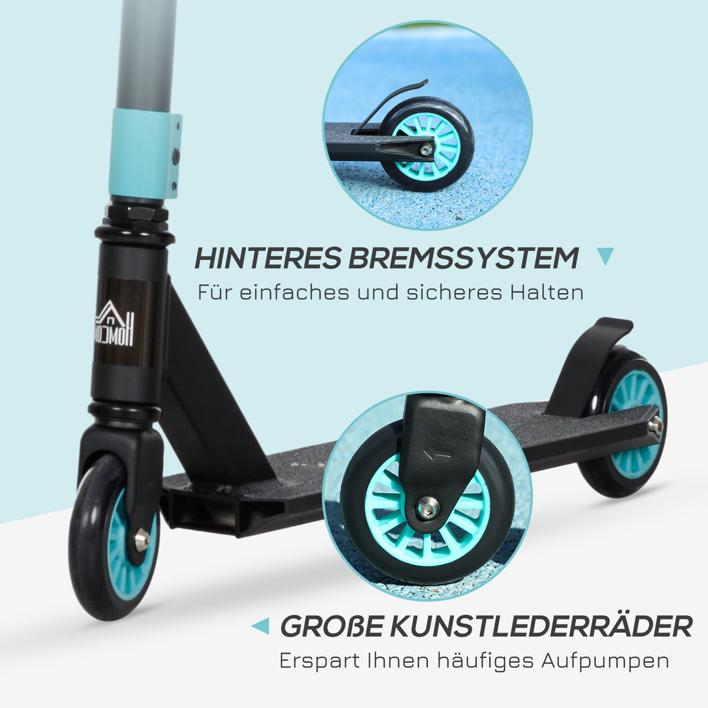 HOMCOM Pro Stunt-Scooter, Tretroller für Freestyle Tricks, Aluminium, Metall, Kunstleder, für Kinder und Erwachsene, Grün
