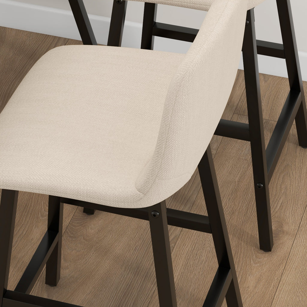 HOMCOM Bargarnitur 5-teilig, Tisch und 4 Stühle, Knopfheftung, dicke Polsterung, Leinenoptik, Beige