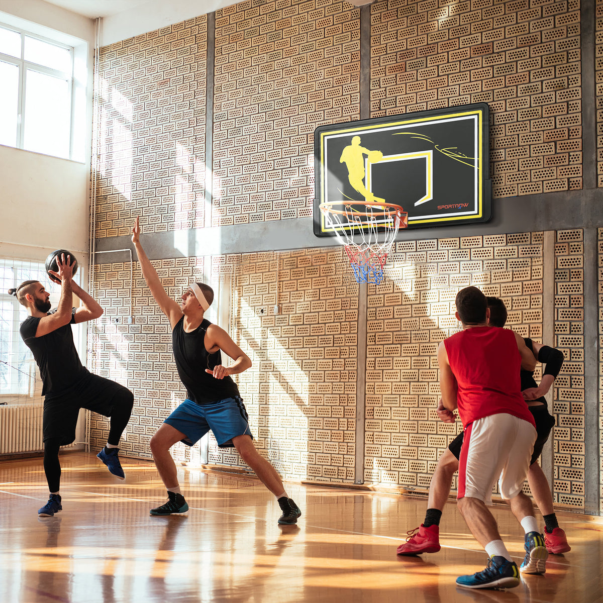 SPORTNOW Wand-Basketballkorb Outdoor-Basketballkorb unzerbrechliches Brett reißfestes Netz 110 x 90 x 70 cm Schwarz