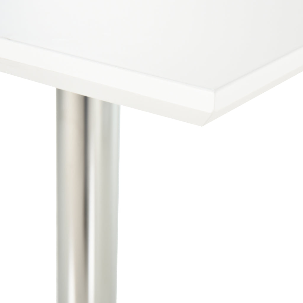 HOMCOM Bartisch Bistrotisch Pub Höhenverstellbarer Quadratischer Stehtisch Tisch Stahl Weiß 60 x 60 x 69-92 cm