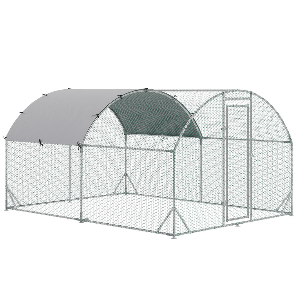 PawHut Gehege für Kleintiere, Outdoor-Freilaufgehege für Hühner, Kaninchen, Enten, stabile Konstruktion, Stahl und Oxford-Stoff