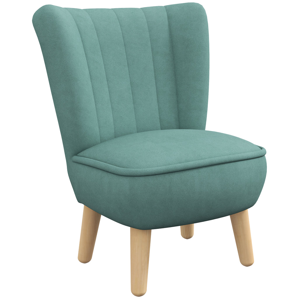 AIYAPLAY Kindersessel, Samtoptik, für 3-7 Jahre, bis 45 kg, Holzgestell, 44x45x56,5cm, Hellblau