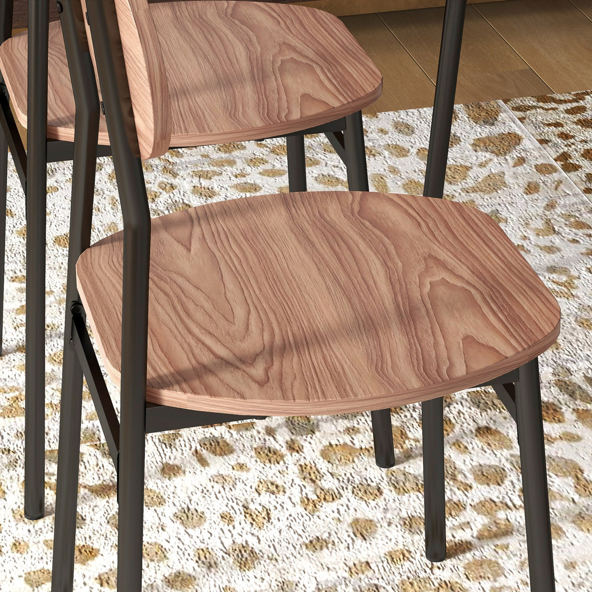 HOMCOM Essgruppe Tisch mit Stühlen Esszimmertisch, Industriedesign, 110 cm x 70 cm x 75 cm, Braun