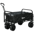 Outsunny Faltbarer Gartenwagen mit 4 Rädern und höhenverstellbarem Teleskopgriff, einstellbarer Neigung, öffnbare Hintertür, Schwarz