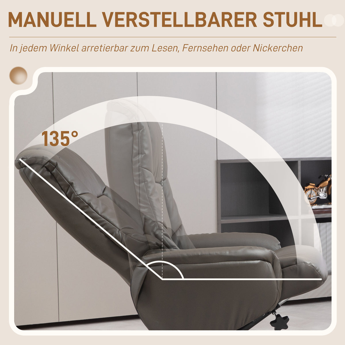 HOMCOM Relaxsessel mit Hocker, Liegefunktion, Kunstlederbezug, bis 150 kg, 71 x 84 x 102 cm, Schwarz