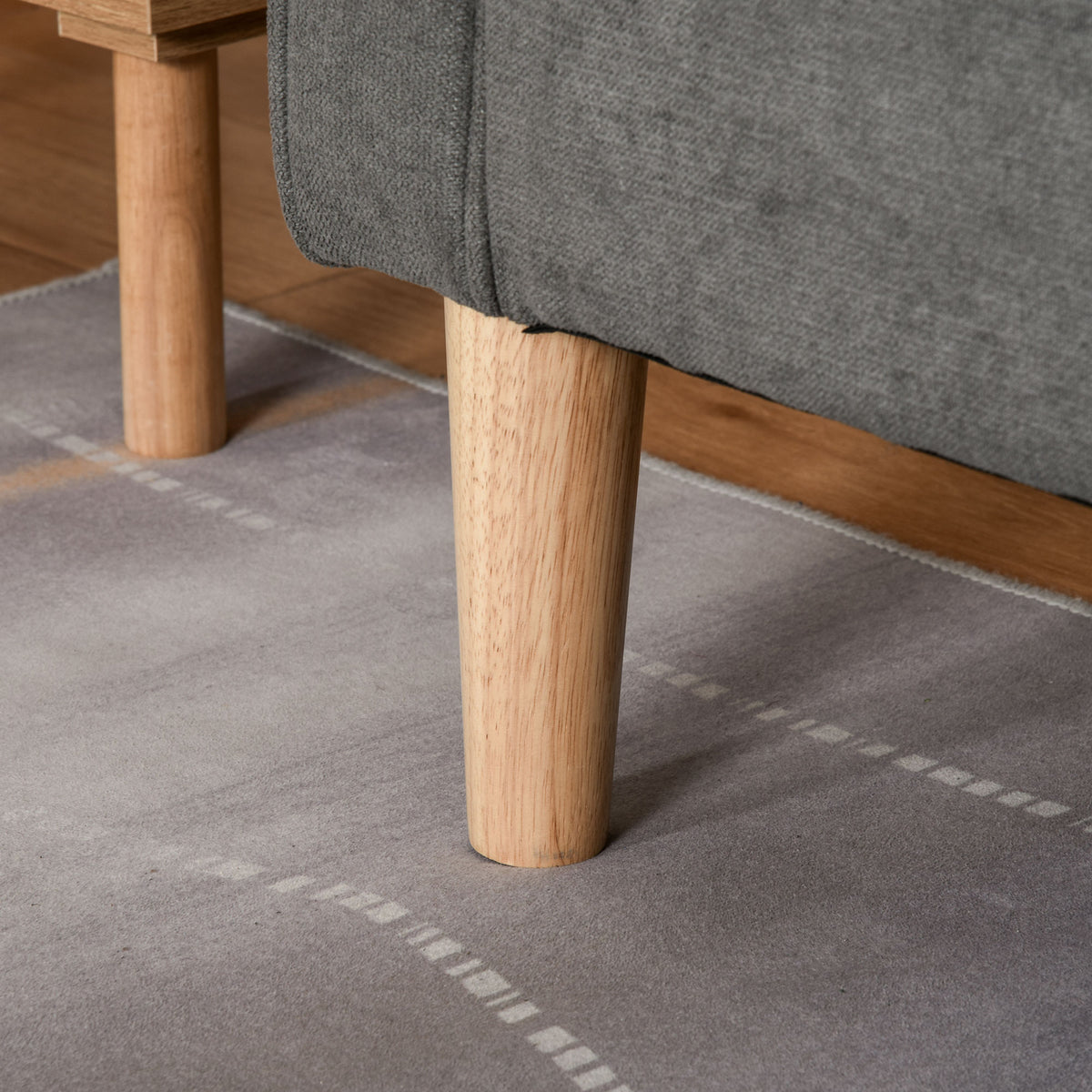 HOMCOM 3 Sitzer Sofa, Couch mit Stauraum, Holzbeine, Gepolsterter Polstersofa mit Samtoptik für Wohnzimmer, Schlafzimmer, 166,5 x 62 x 82 cm, Grau