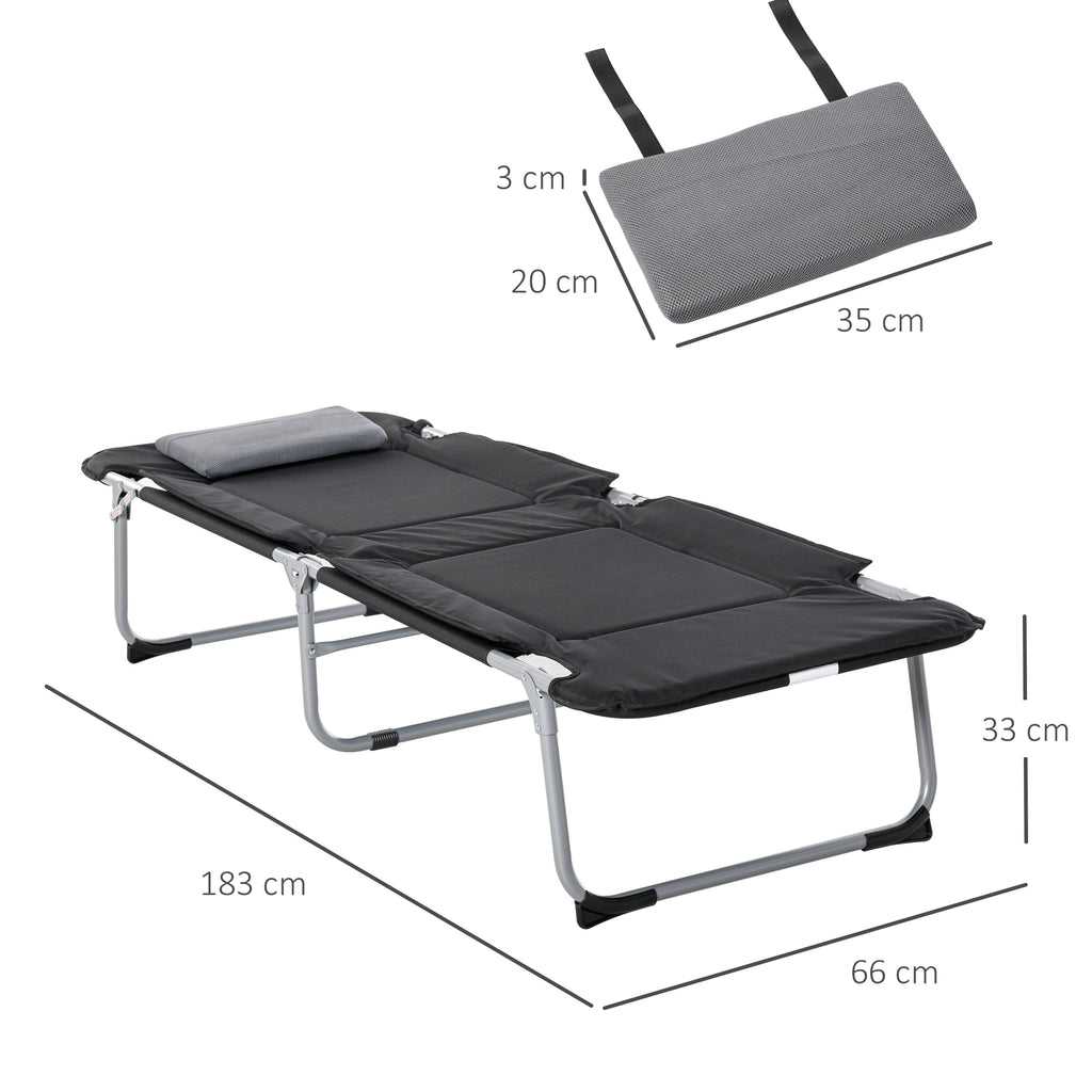 Outsunny Campingbett Feldbett Klappbett mit Kissen Campingliege für Outdoor Camping Reisen  183 x 66 x 33 cm