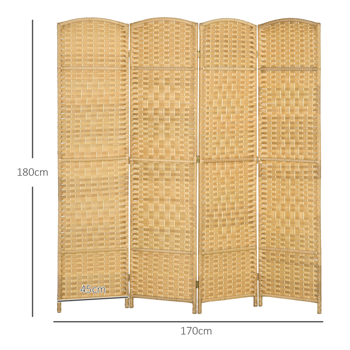 HOMCOM Innenraum-Paravent aus Holz 4 Paneele faltbarer Raumteiler für Wohnzimmer Schlafzimmer 180 x 180 cm Naturholz
