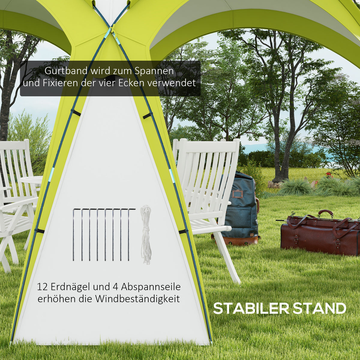 Outsunny Event Shelter 3,5 x 3,5m Pavillon mit Haken Tür Wasserabweisend winterfest Gartenpavillon Grün