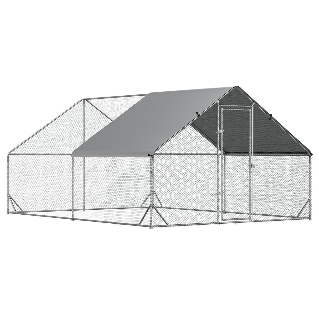 PawHut Hühnerstall, Freilaufgehege, Geflügelstall mit Schattendach, Freigehege für 4-6 Hühner, Enten Kaninchen, 3 x 2 x 2 m