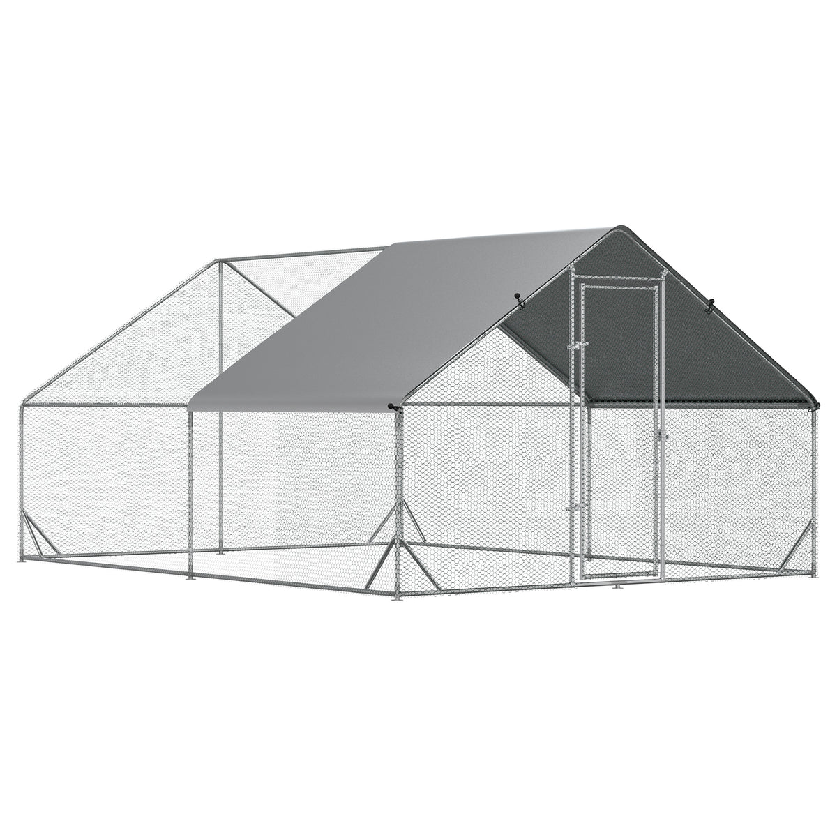 PawHut Hühnerstall, Freilaufgehege, Geflügelstall mit Schattendach, Freigehege für 4-6 Hühner, Enten Kaninchen, 3 x 2 x 2 m