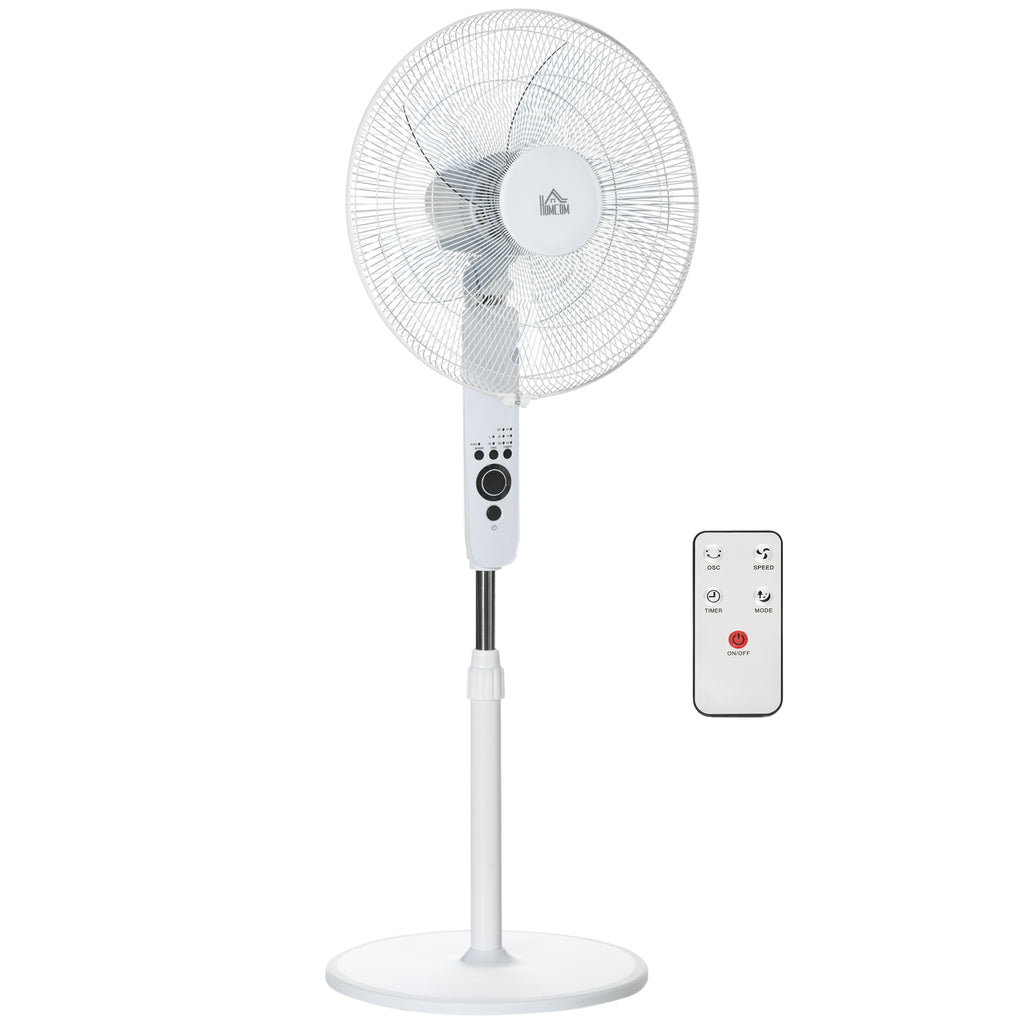 HOMCOM Standventilator Ø 44 cm höhenverstellbar oszillierend leise 45 W mit Fernbedienung Timer 3 Modi 3 Geschwindigkeiten