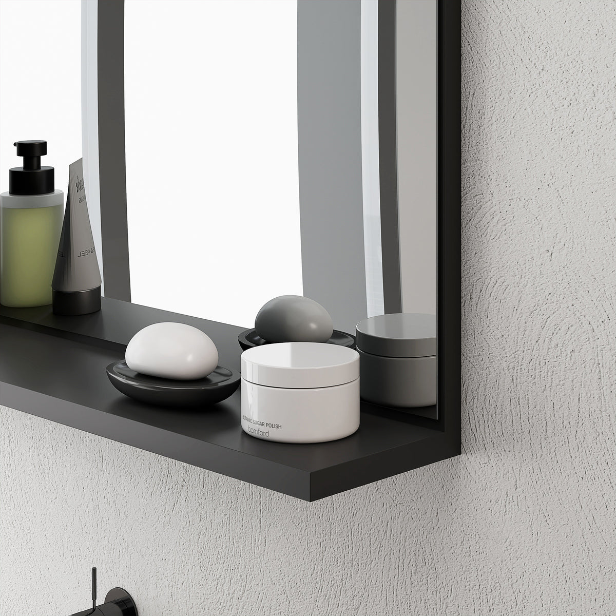 kleankin Badezimmerspiegel mit Regal Design Modern und Multifunktional an der Wand, 60x12x40 cm, Schwarz
