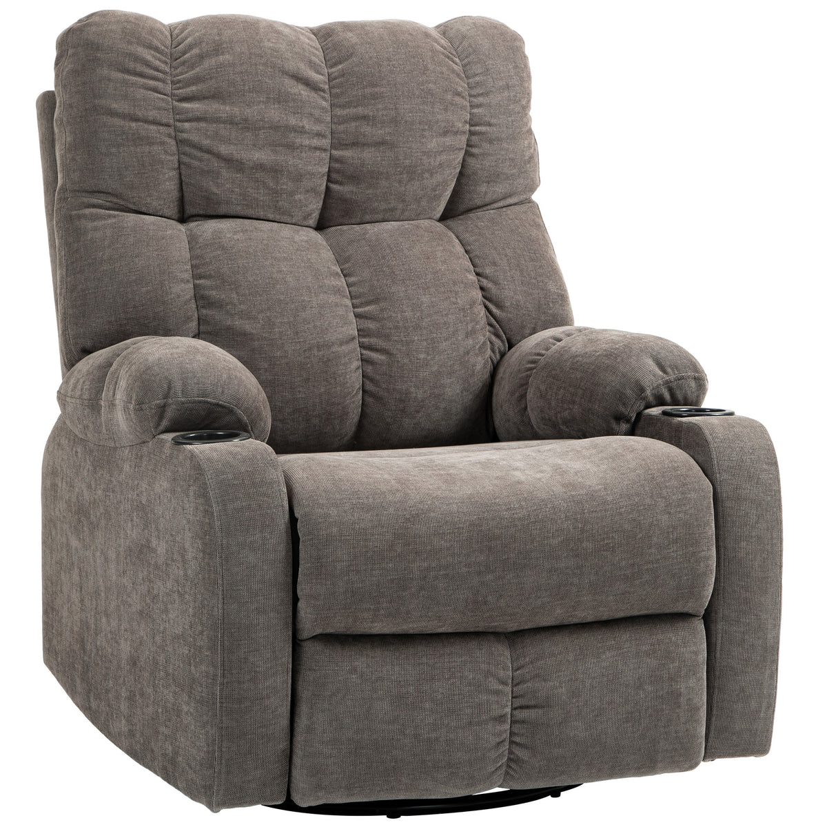 HOMCOM Relaxsessel mit Fußstütze, Loungesessel modern, drehbar, bis 150 kg, Stahlrahmen, 88x96x108cm, Hellbraun