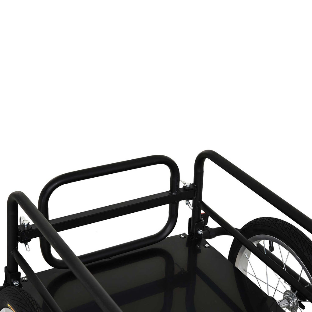HOMCOM Fahrradanhänger Lastenanhänger für Fahrrad 40 kg Belastbarkeit Transportanhänger Handwagen Kupplung Stahl Schwarz 139 x 71,5 x 49 cm