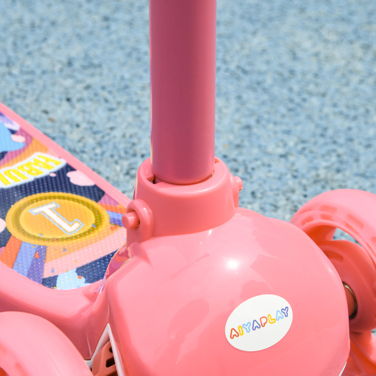 AIYAPLAY Kinder Tretroller 3 LED-leuchtende Räder Höhenverstellbarer TPE-Lenker Hinterrad-Reibungsbremse von 2 bis 6 Jahren in Rosa