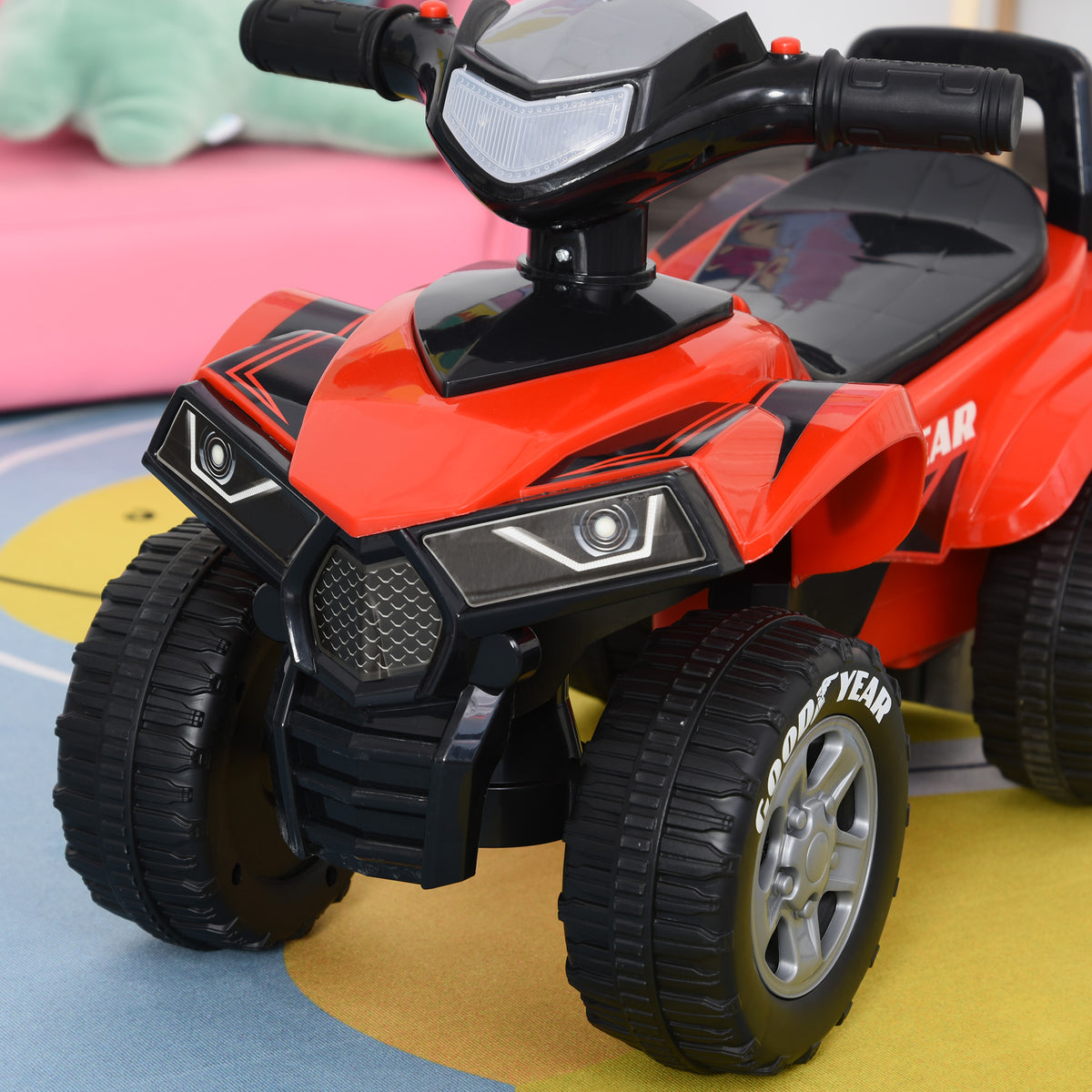 HOMCOM Rutscher Kinder Rutscherauto Kinderauto Kinderfahrzeug Licht Hupe Kunststoff Stahl Rot 60 x 31 x 42 cm