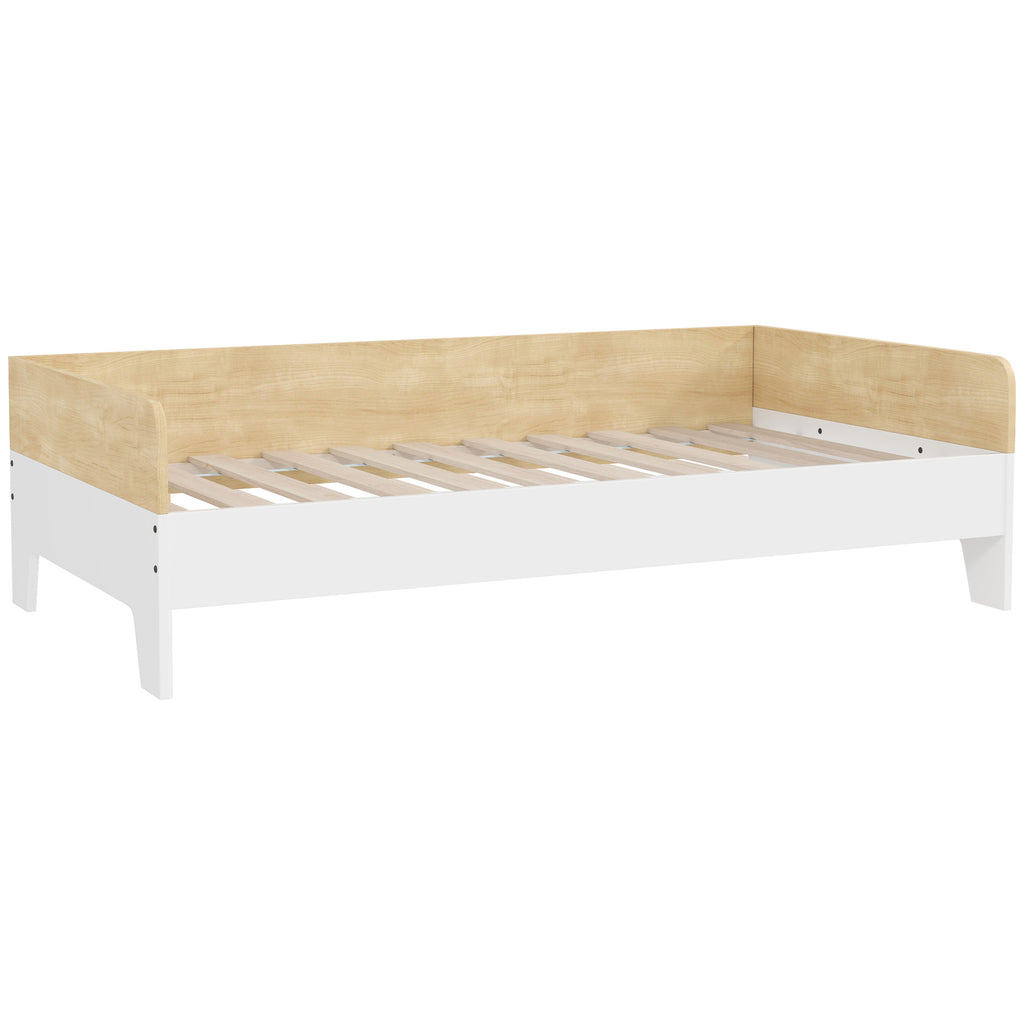 AIYAPLAY Kinderbett Bett mit Lattenrost mit hohen Seitenteilen niedriges Design aus Holz 143,5 x 74 x 40 cm Weiß